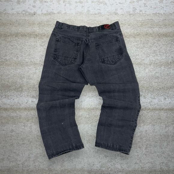 Vintage Skater Jeans Ecko Jet Black Wash Slim Straight Denim Rap Style Art Y2K